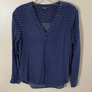 Elegant Blue Geometric Women's Blouse